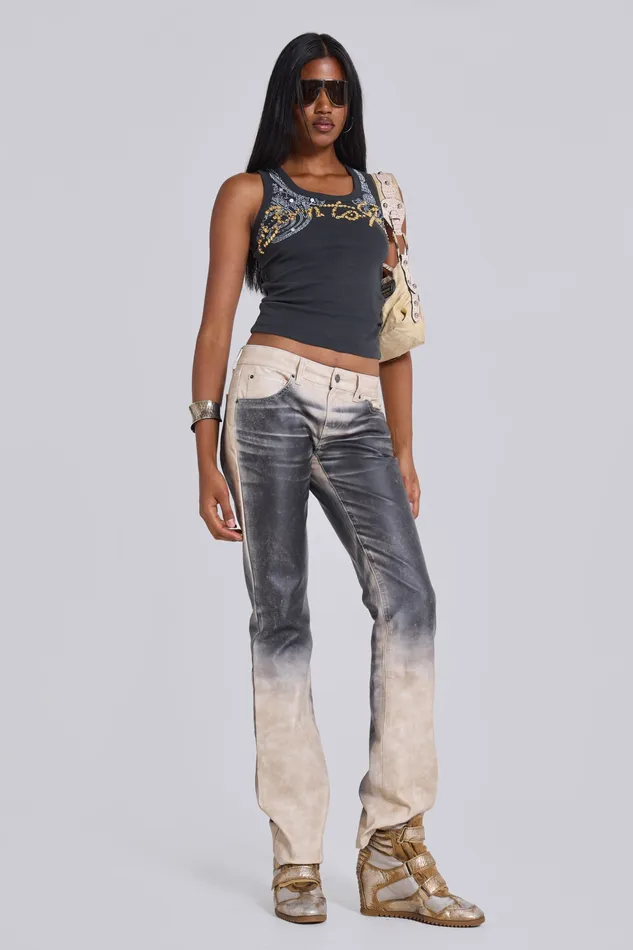 Women Airbrush Faux Leather Trousers Jaded London Tops Jaded London