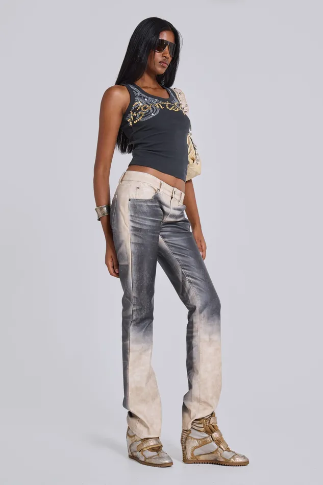 Women Airbrush Faux Leather Trousers Jaded London Tops Jaded London