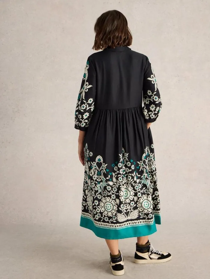 Women Alice Shirt Dress Black Print White Stuff Party Dresses Women Alice Shirt Dress Black Print White Stuff Party Dresses