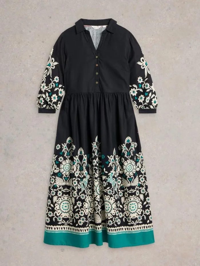 Women Alice Shirt Dress Black Print White Stuff Party Dresses Women Alice Shirt Dress Black Print White Stuff Party Dresses