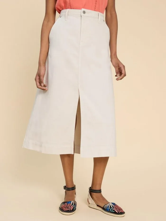 Women Allie Denim Midi Skirt Light Natural White Stuff Skirts
