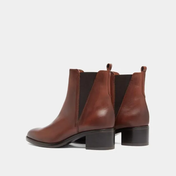 Women Ankle Boots With Triangular Elastic Bands Cognac JONAK Ankle Boots Lowboots