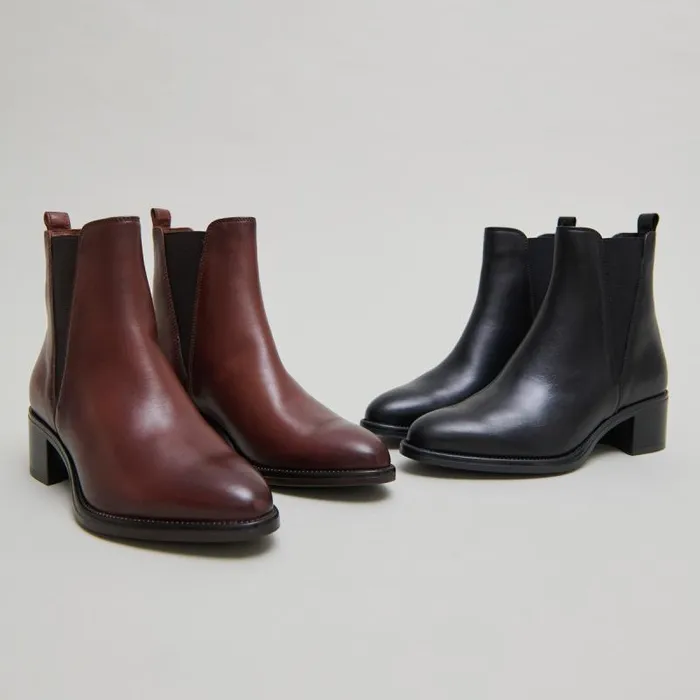 Women Ankle Boots With Triangular Elastic Bands Cognac JONAK Ankle Boots Lowboots