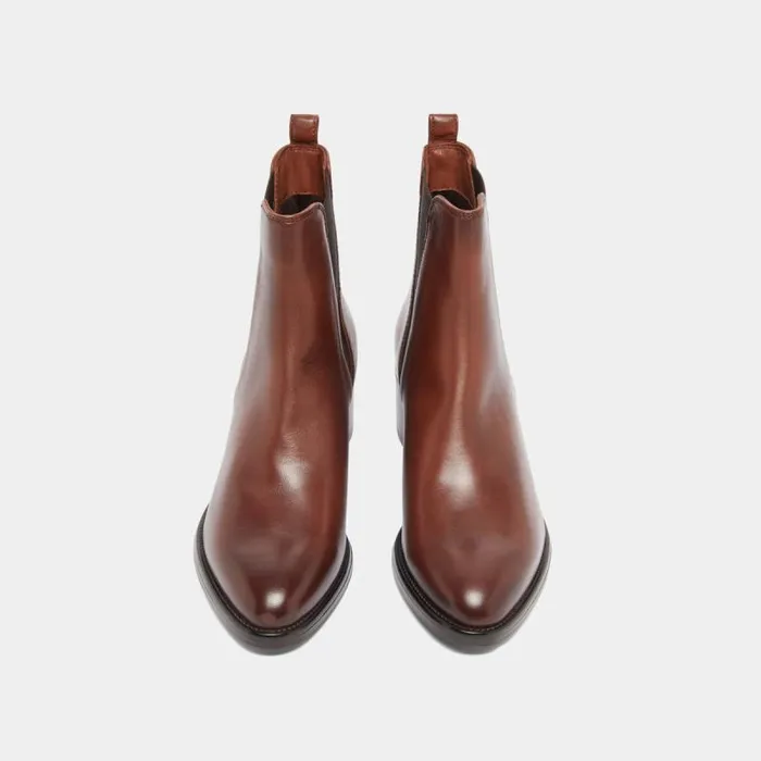 Women Ankle Boots With Triangular Elastic Bands Cognac JONAK Ankle Boots Lowboots