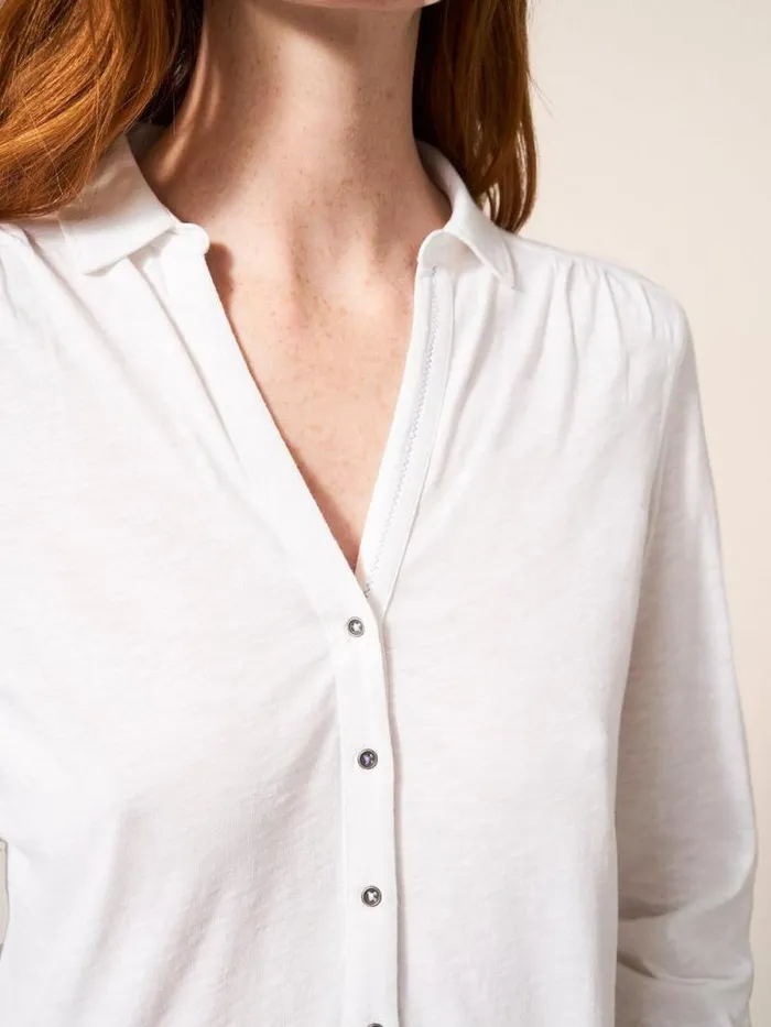 Women Annie Cotton Jersey Shirt Brilliant White White Stuff Shirts and Blouses Women Annie Cotton Jersey Shirt Brilliant White White Stuff Shirts and Blouses