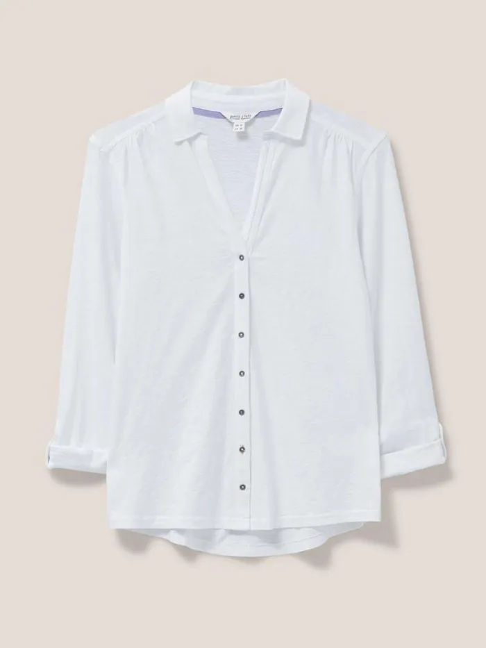 Women Annie Cotton Jersey Shirt Brilliant White White Stuff Shirts and Blouses Women Annie Cotton Jersey Shirt Brilliant White White Stuff Shirts and Blouses