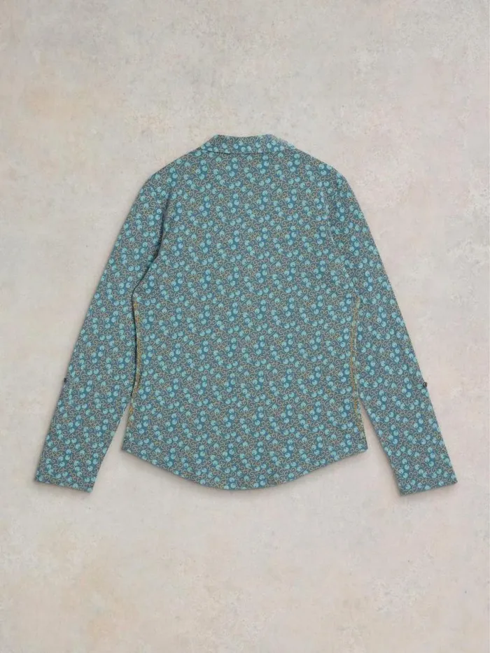 Women ANNIE JERSEY LONG SLEEVE SHIRT Teal Print White Stuff Shirts and Blouses Women ANNIE JERSEY LONG SLEEVE SHIRT Teal Print White Stuff Shirts and Blouses