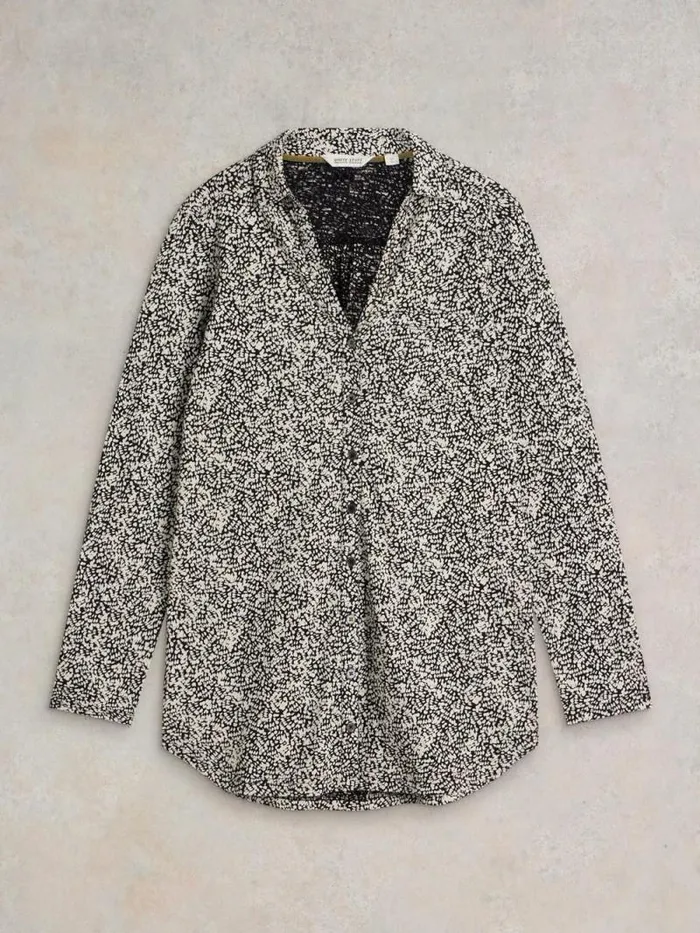 Women ANNIE LONGLINE SHIRT Black Print White Stuff Shirts and Blouses Women ANNIE LONGLINE SHIRT Black Print White Stuff Shirts and Blouses
