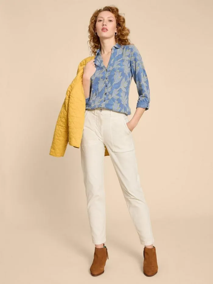 Women ANNIE PRINTED COTTON SHIRT Blue Multi White Stuff Shirts and Blouses