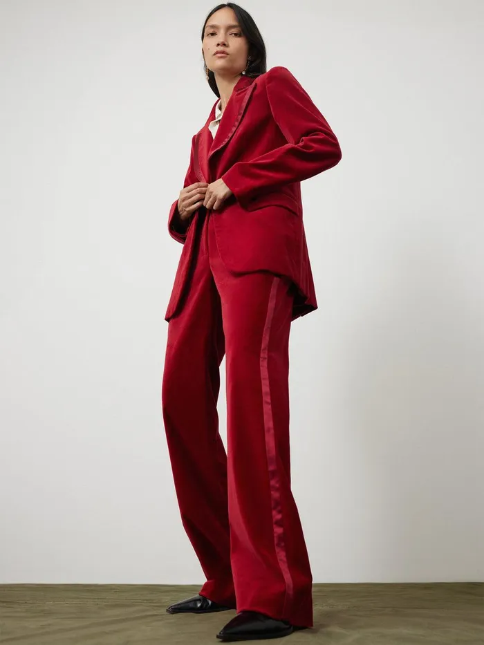 Women Ashby Velvet Blazer Red Jigsaw Coords