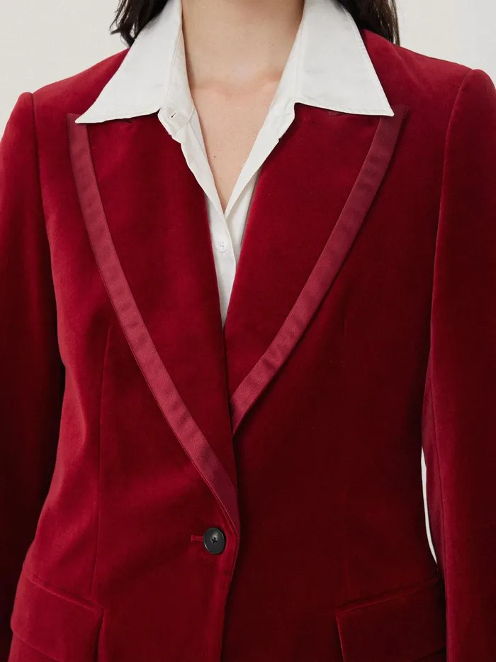 Women Ashby Velvet Blazer Red Jigsaw Coords