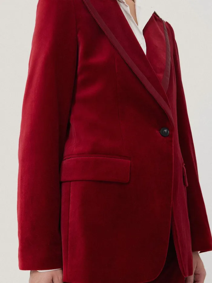 Women Ashby Velvet Blazer Red Jigsaw Coords