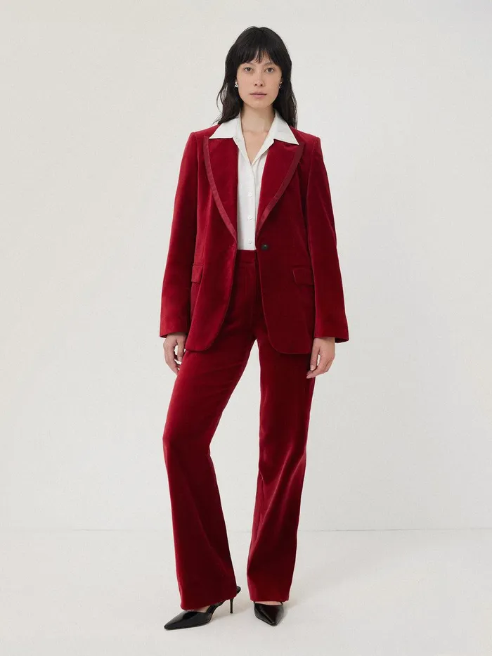 Women Ashby Velvet Blazer Red Jigsaw Coords