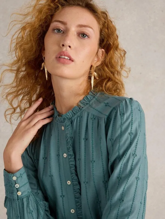 Women Aster Broderie Shirt Dusty Green White Stuff Shirts and Blouses Women Aster Broderie Shirt Dusty Green White Stuff Shirts and Blouses