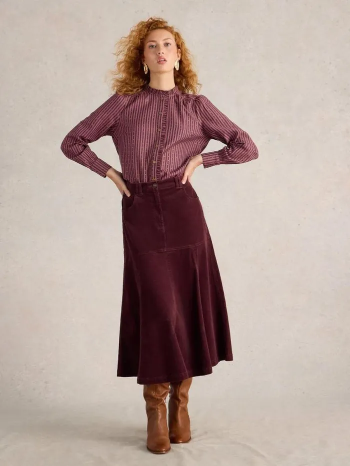 Women Aster Metallic Stripe Shirt Plum Multi White Stuff Shirts and Blouses