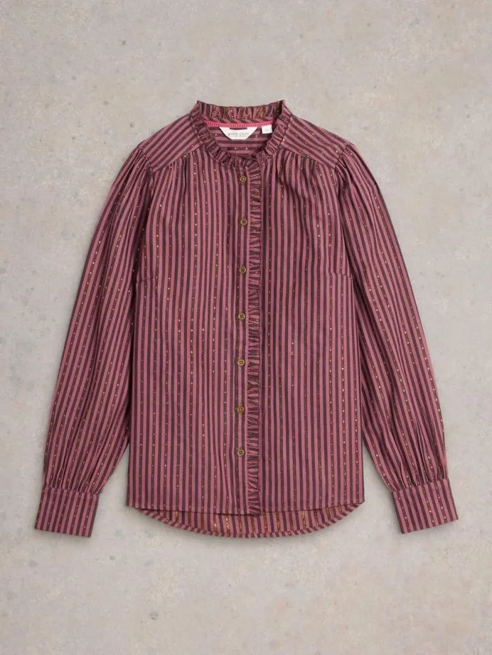 Women Aster Metallic Stripe Shirt Plum Multi White Stuff Shirts and Blouses Women Aster Metallic Stripe Shirt Plum Multi White Stuff Shirts and Blouses