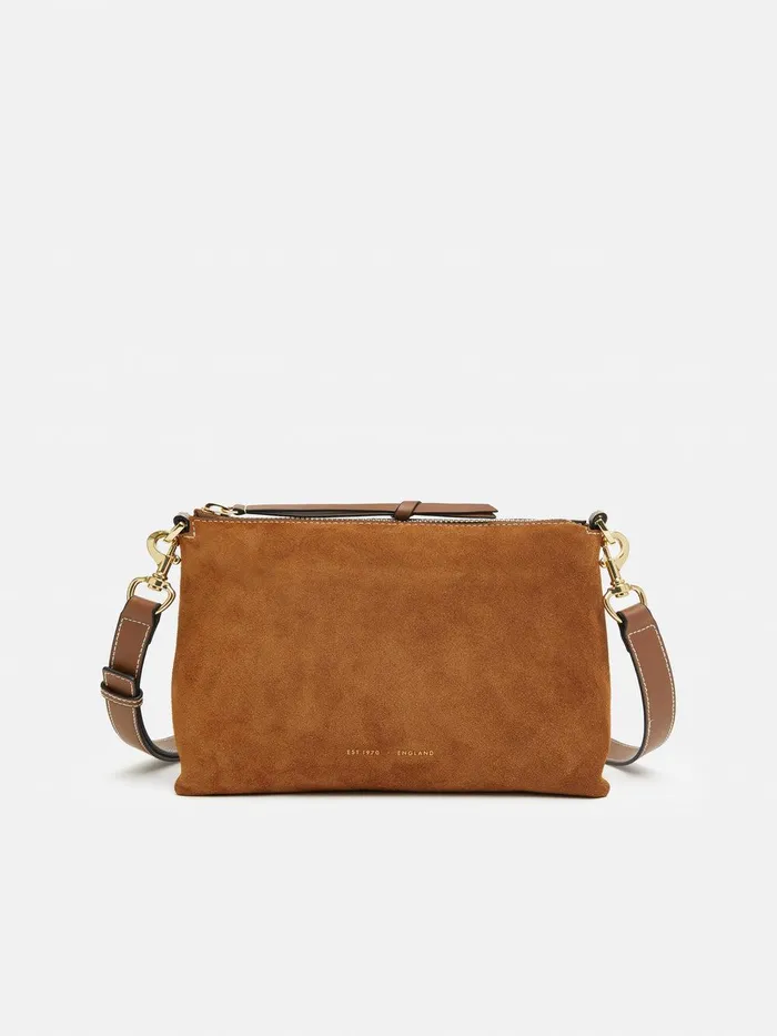Women Ava Suede Cross Body Tan Jigsaw Bags