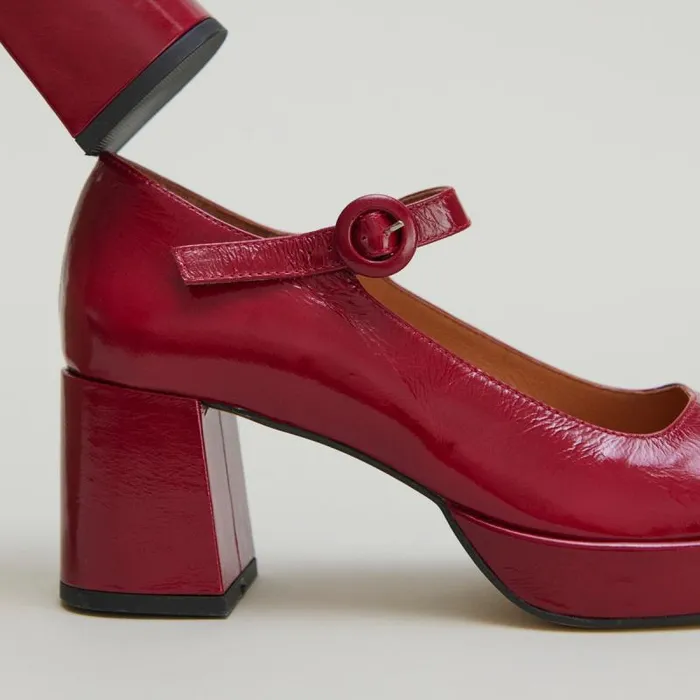 Women Babies With Heels And Unique Straps Dark Red JONAK Babies Saloms