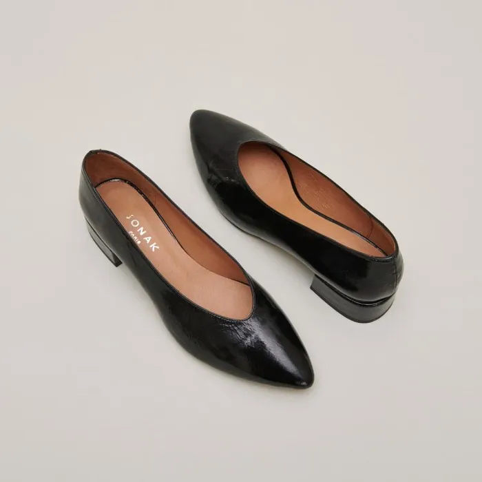 Women Ballerinas With Heels And Pointed Toes Black JONAK Ballet Flats