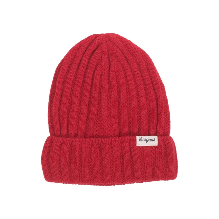 Women Bergans Of Norway Beanies And Caps Rabot Mount Rib Wool Beanie Fire Red