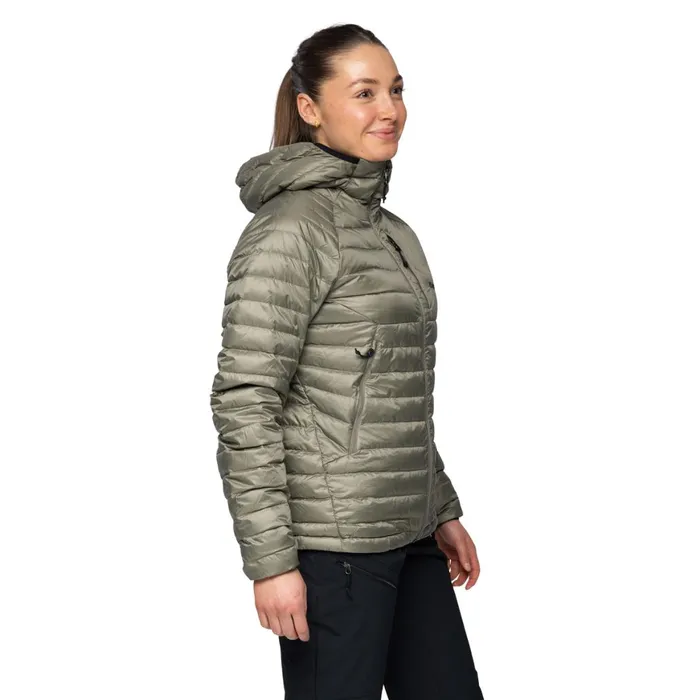 Women Bergans Of Norway Down Jackets Vaagaa Light Down Jacket Hood Green Mud