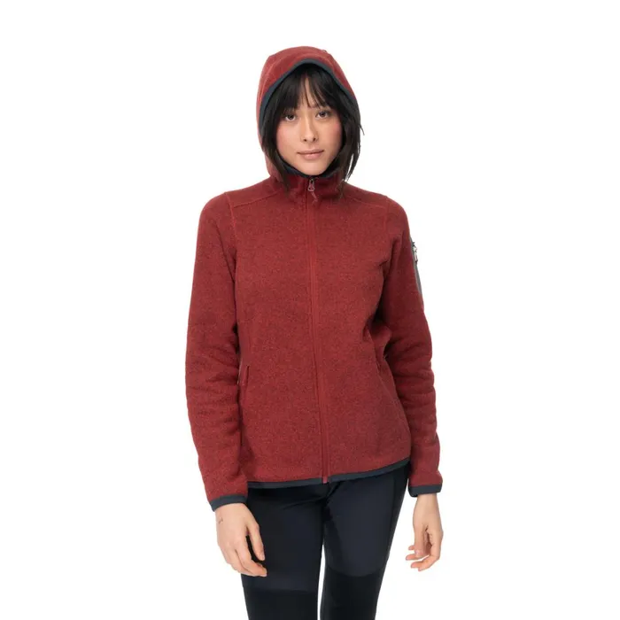 Women Bergans Of Norway Fleece Kamphaug Knitted W Hoodie Chianti Red