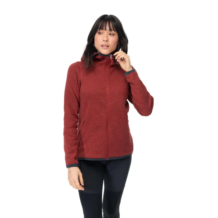 Women Bergans Of Norway Fleece Kamphaug Knitted W Hoodie Chianti Red