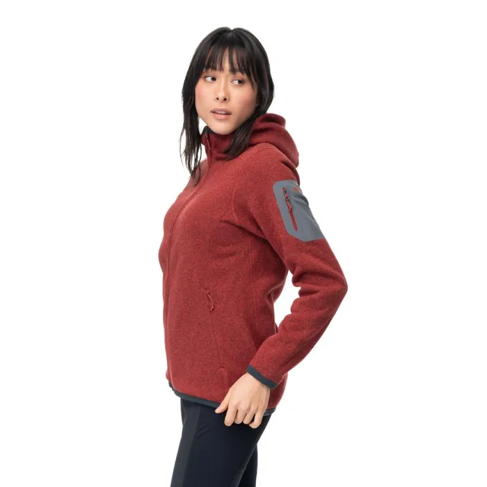 Women Bergans Of Norway Fleece Kamphaug Knitted W Hoodie Chianti Red