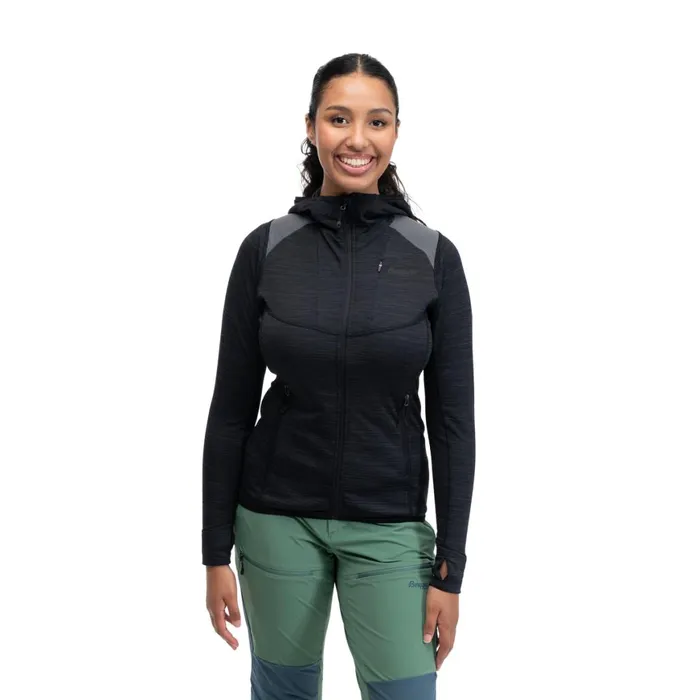 Women Bergans Of Norway Fleece Rabot Active Mid Hood W Jacket Black
