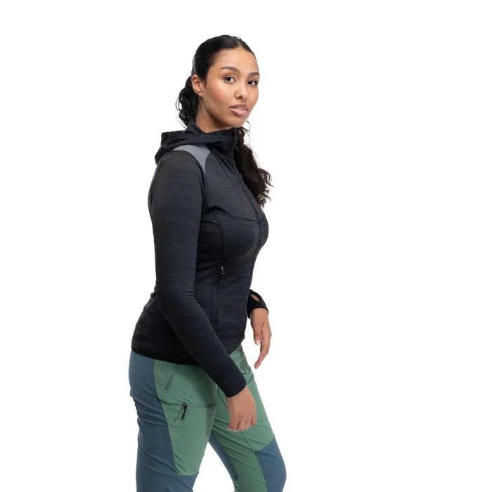 Women Bergans Of Norway Fleece Rabot Active Mid Hood W Jacket Black
