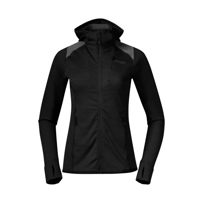 Women Bergans Of Norway Fleece Rabot Active Mid Hood W Jacket Black