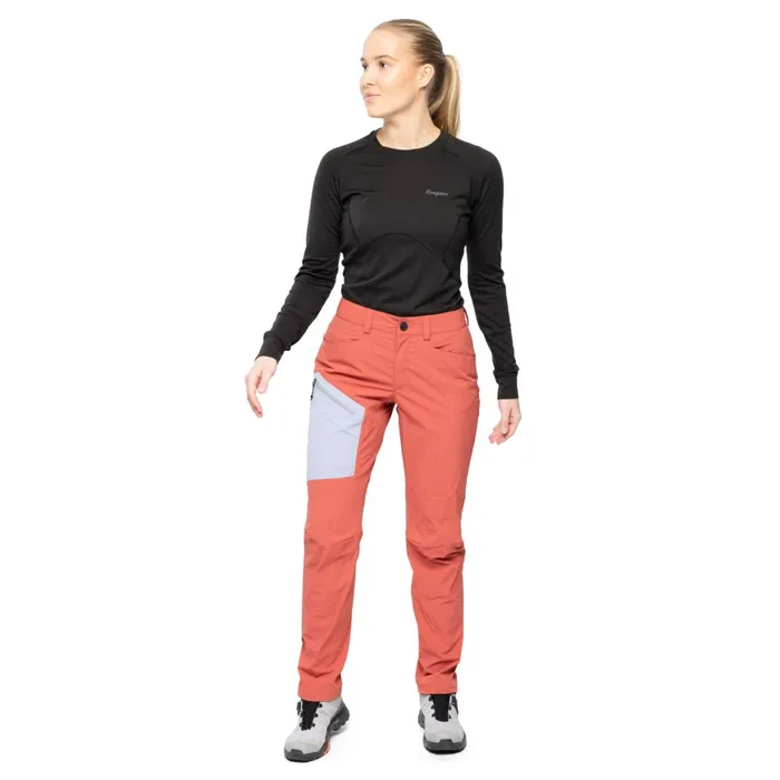 Women Bergans Of Norway Hiking Pants Vaagaa Light Softshell Pants Rusty Dust Husky Blue