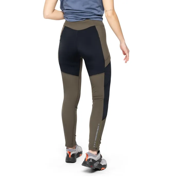 Women Bergans Of Norway Softshell Pants Flyen Winter Tights Dark Green Mud Black