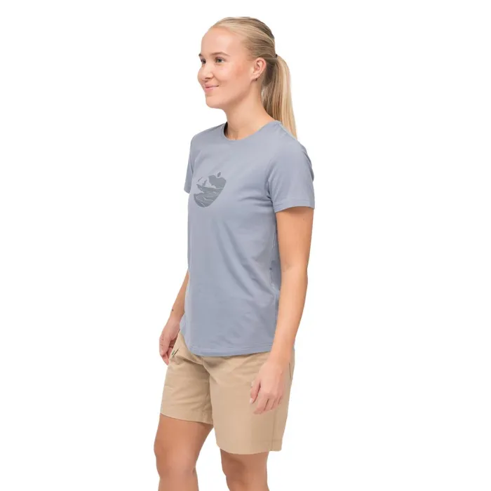 Women Bergans Of Norway TShirts Nordmarka Organic Cotton Print Tee Husky Blue Husky Blue Sunset