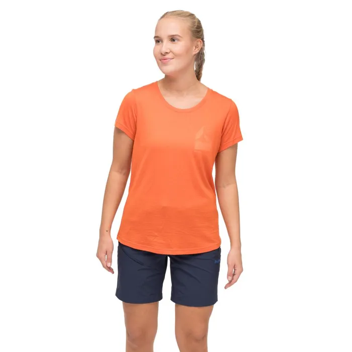 Women Bergans Of Norway TShirts Rabot Mount Wool Tee Alert Orange