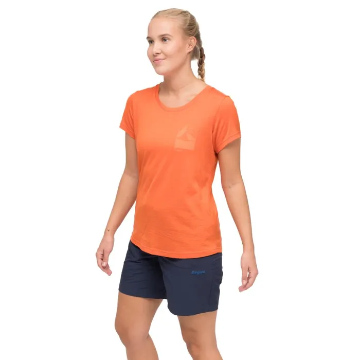 Women Bergans Of Norway TShirts Rabot Mount Wool Tee Alert Orange