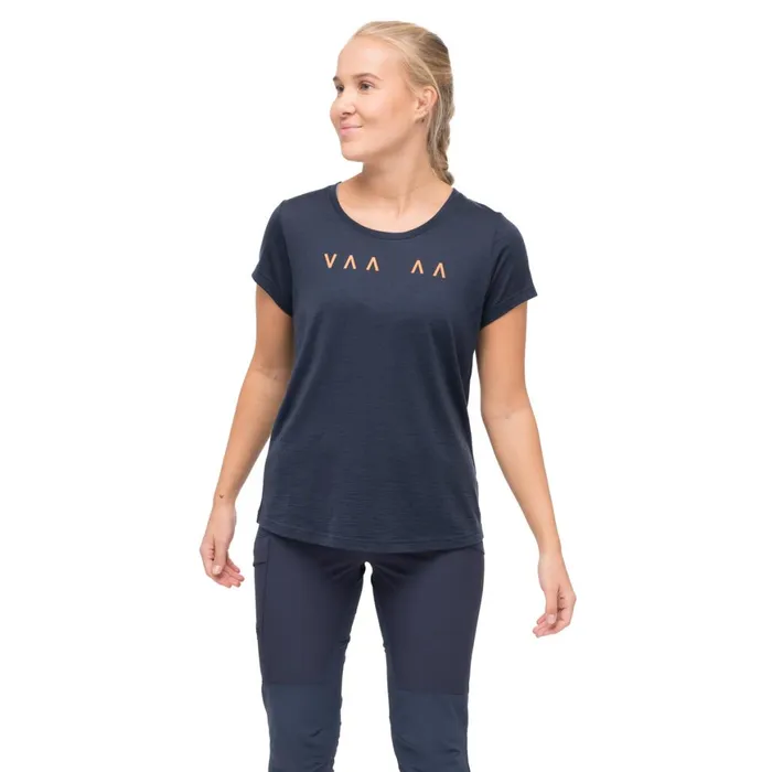 Women Bergans Of Norway TShirts Vaagaa Explore Merino Tee Navy Blue