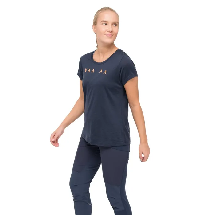 Women Bergans Of Norway TShirts Vaagaa Explore Merino Tee Navy Blue