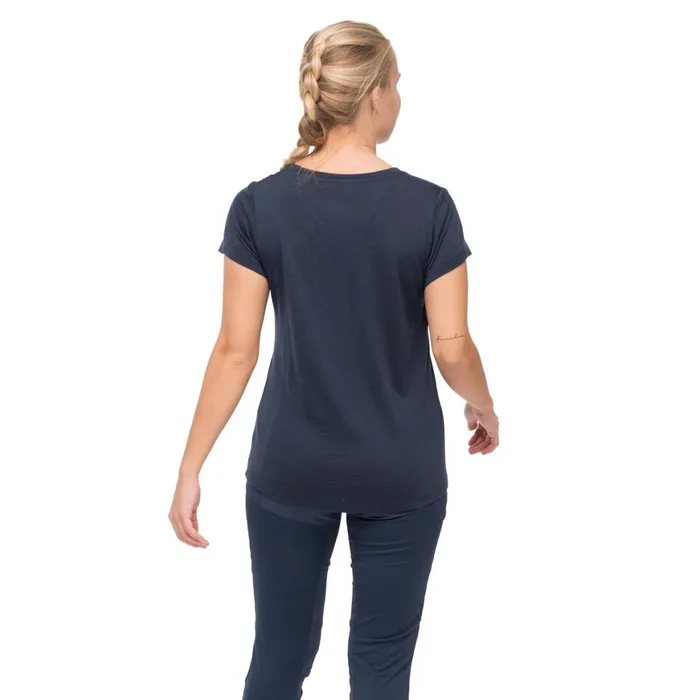 Women Bergans Of Norway TShirts Vaagaa Explore Merino Tee Navy Blue
