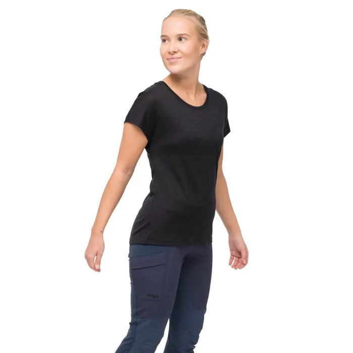 Women Bergans Of Norway TShirts Whenever Merino Tee Black