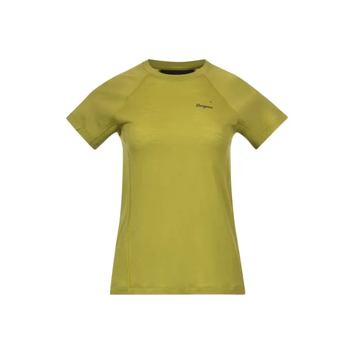 Women Bergans Of Norway TShirts Y Lightline Merino Tee Golden Lime Green