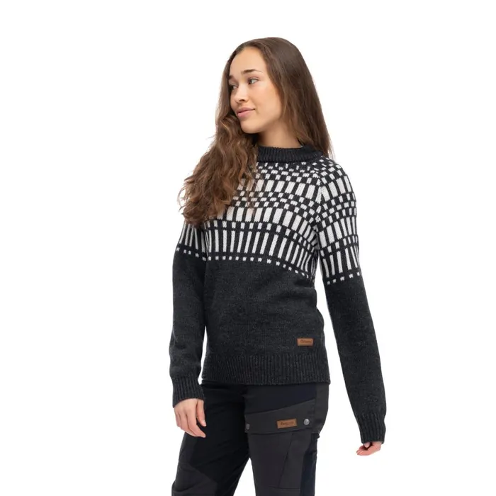 Women Bergans Of Norway Wool Nordmarka Merino Jumper Dark Shadow Grey Aluminium
