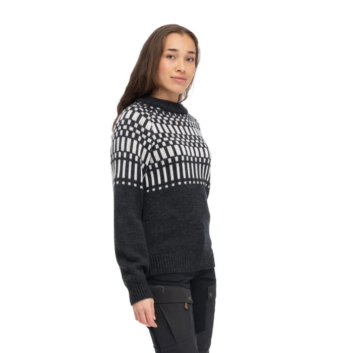 Women Bergans Of Norway Wool Nordmarka Merino Jumper Dark Shadow Grey Aluminium