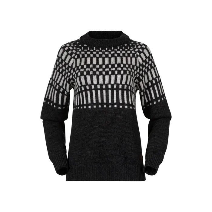 Women Bergans Of Norway Wool Nordmarka Merino Jumper Dark Shadow Grey Aluminium