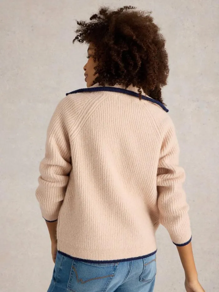 Women BETTY ZIP THROUGH BOMBER Light Natural White Stuff Knitwear Women BETTY ZIP THROUGH BOMBER Light Natural White Stuff Knitwear
