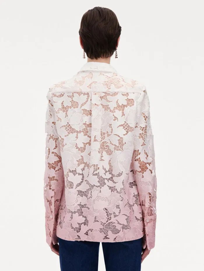 Women Blouses and Knits Oscar De La Renta Ombr Peony Guipure Blouse Soft Pink Women Blouses and Knits Oscar De La Renta Ombr Peony Guipure Blouse Soft Pink