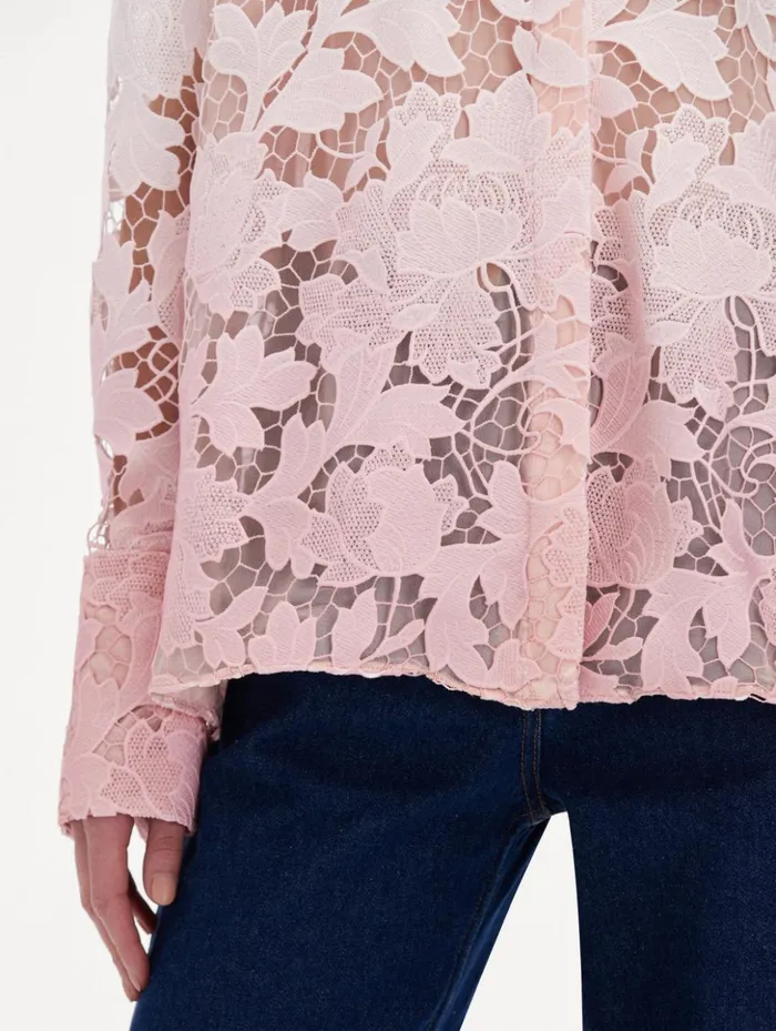 Women Blouses and Knits Oscar De La Renta Ombr Peony Guipure Blouse Soft Pink Women Blouses and Knits Oscar De La Renta Ombr Peony Guipure Blouse Soft Pink