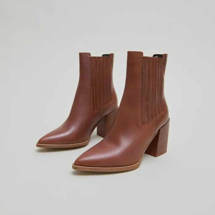 Women Boots With Heels And Pointed Toes Cognac JONAK Ankle Boots Lowboots