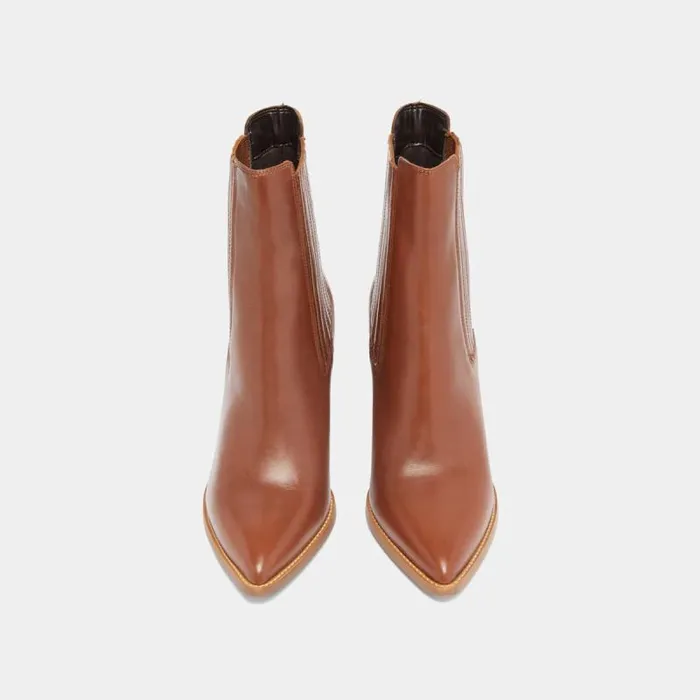Women Boots With Heels And Pointed Toes Cognac JONAK Ankle Boots Lowboots