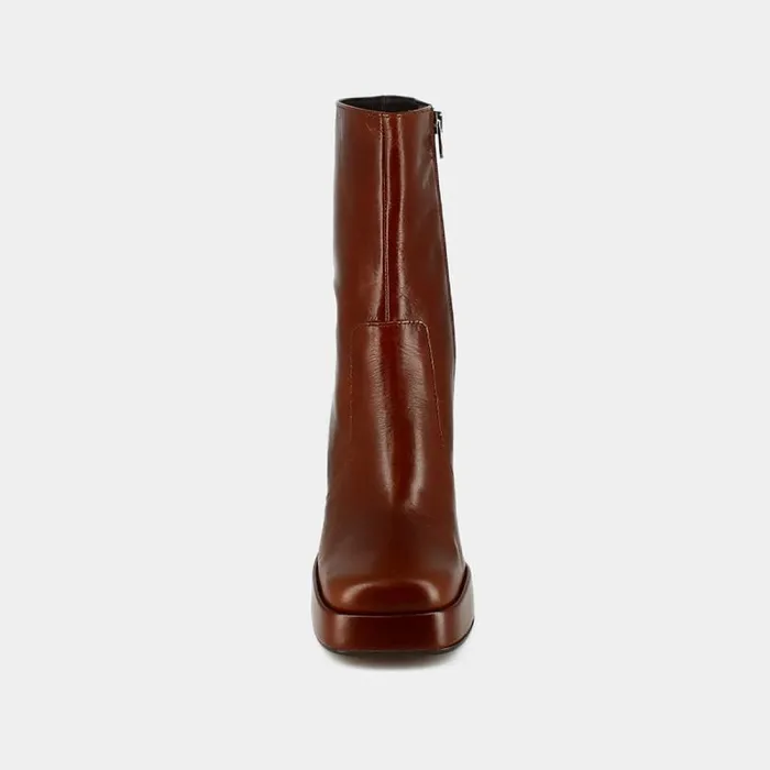 Women Boots With Heels And Square Toes Brown JONAK Ankle Boots Lowboots
